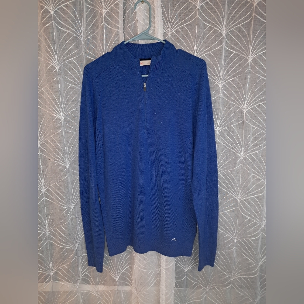 Kjus brand Mens size large, 100% wool, pullover quarter zip sweater